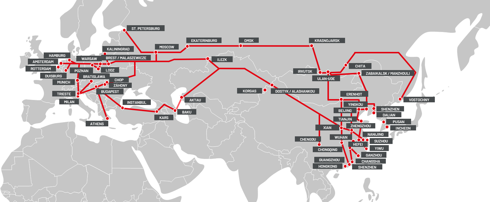 Map of rail connections