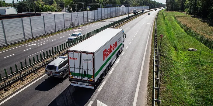 A Raben truck transports goods for the company's customers in Europe.