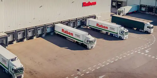 Trucks at the logistics warehouse