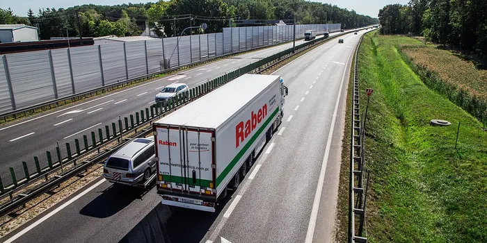 A Raben truck transports goods for the company's customers in Europe.