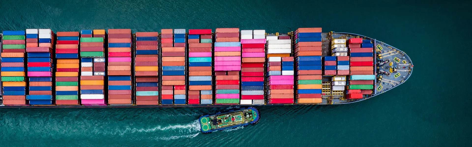  The containers are transported by ship