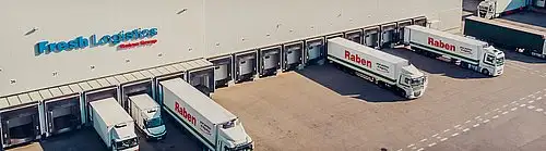 Trucks at the logistics warehouse