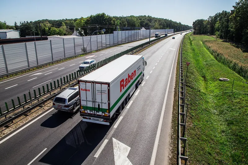A Raben truck transports goods for the company's customers in Europe.