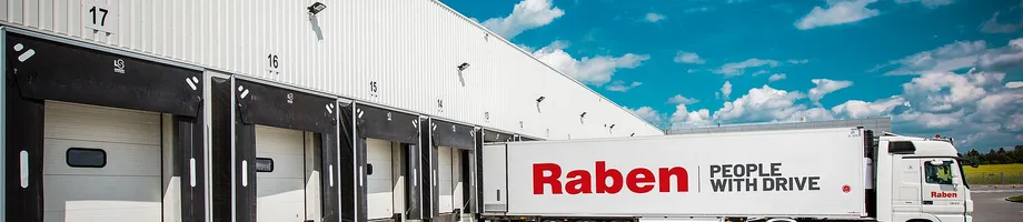 Raben long truck on warehouse place