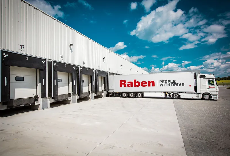 Raben long truck on warehouse place