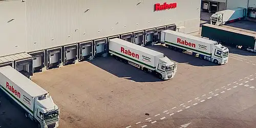 Trucks at the logistics warehouse