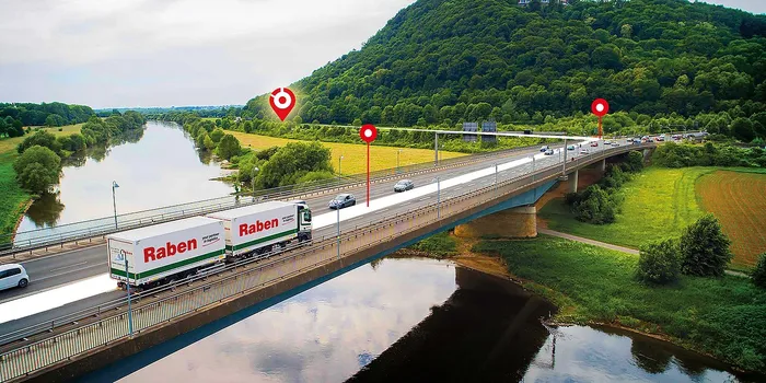 Raben truck on the bridge 