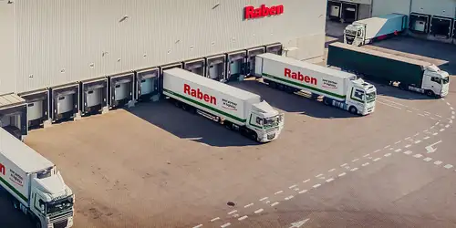 Trucks at the logistics warehouse