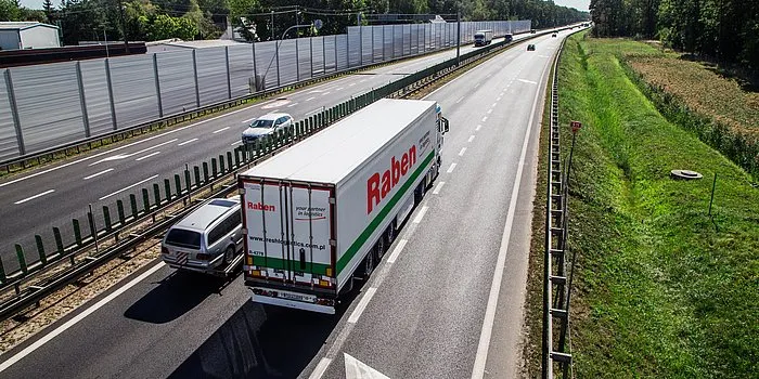 A Raben truck transports goods for the company's customers in Europe.