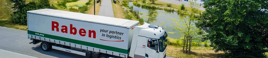 Raben truck transports goods