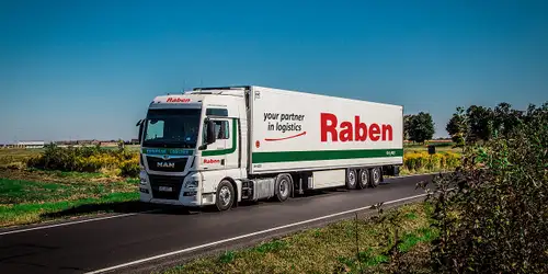 Raben truck on the way to customers.