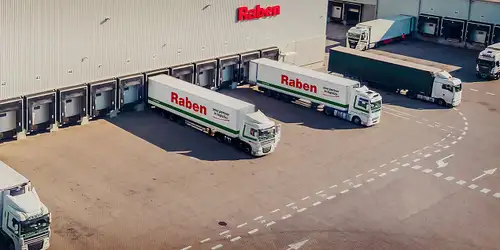 Trucks at the logistics warehouse