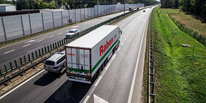 A Raben truck transports goods for the company's customers in Europe.