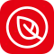 Een icoon van een blaadje die het ecologische karakter van het bedrijf symboliseert