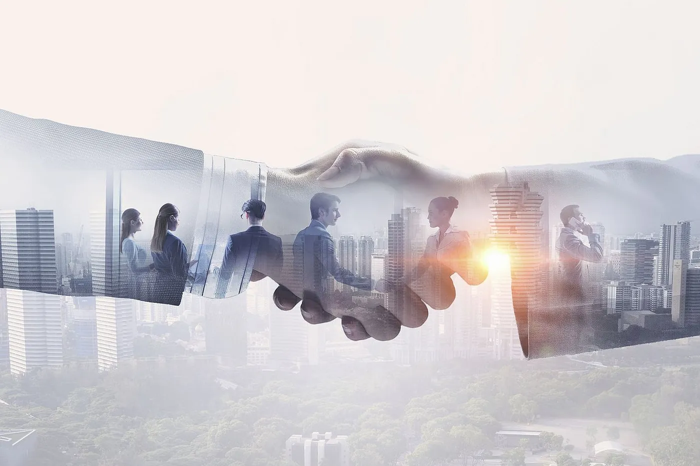 Shaking hands as a sign of partnership