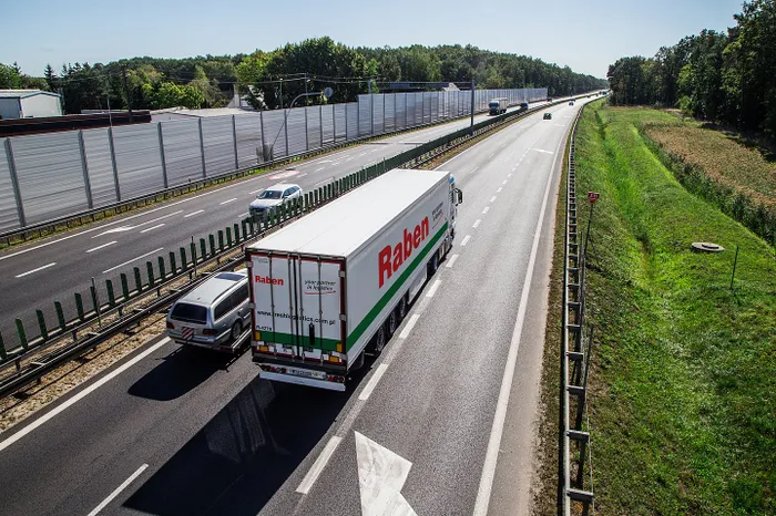 A Raben truck transports goods for the company's customers in Europe.