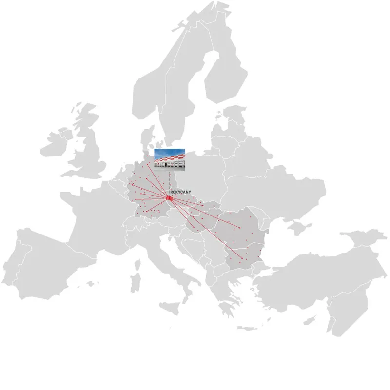 Raben Transport International Europakarte mit den 6 Eurohub-Depots