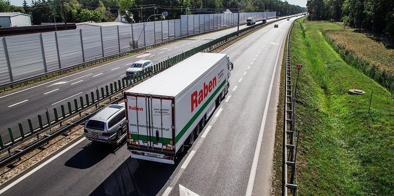 A Raben truck transports goods for the company's customers in Europe.