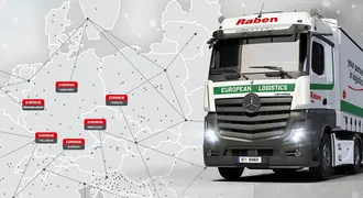 Raben Transport International Mapa Európy so 6 depami Eurohub