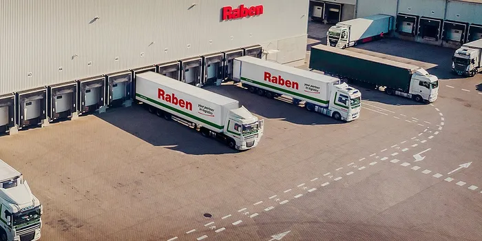 Trucks at the logistics warehouse