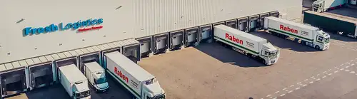 Trucks at the logistics warehouse