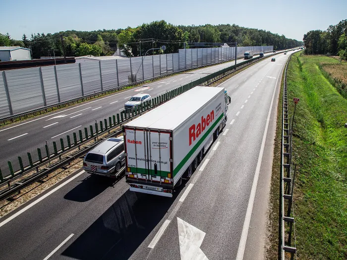 A Raben truck transports goods for the company's customers in Europe.