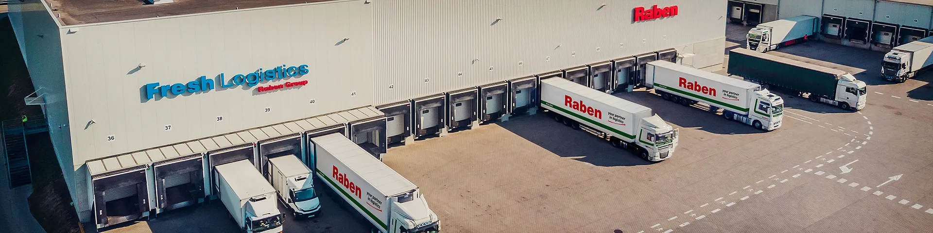 Trucks at the logistics warehouse