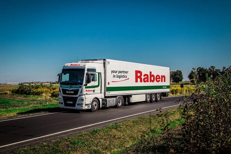 Raben truck on the way to customers.