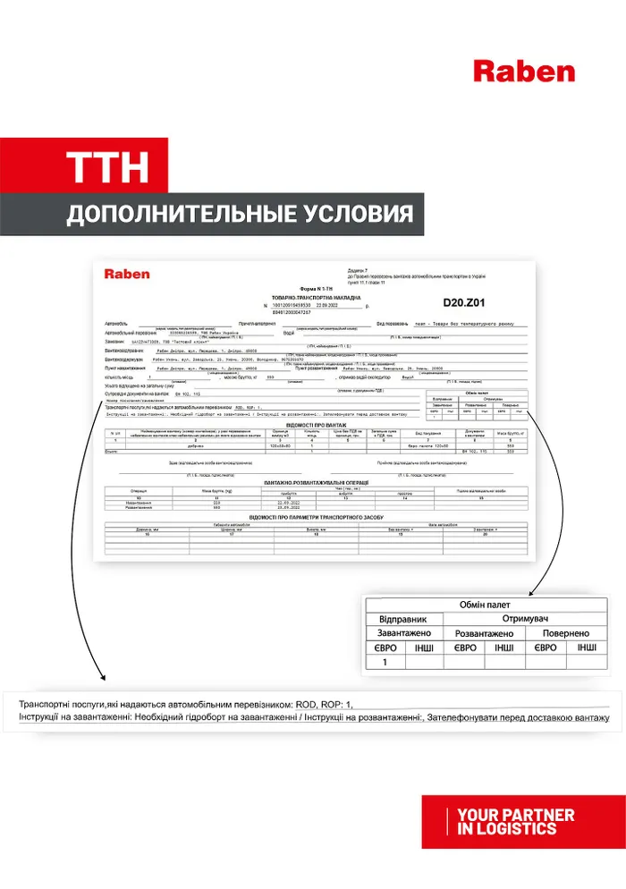 дополнительные условия в оформлении ТТН