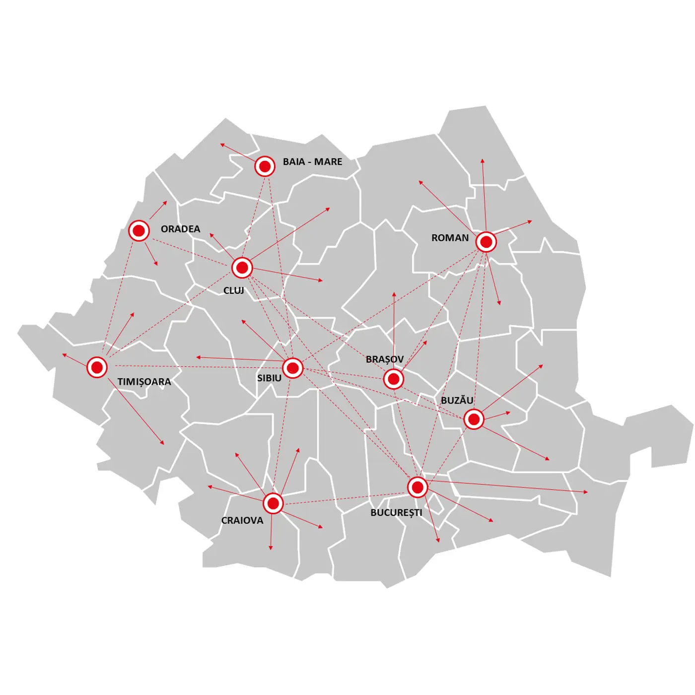 Harta depozitelor Raben Romania