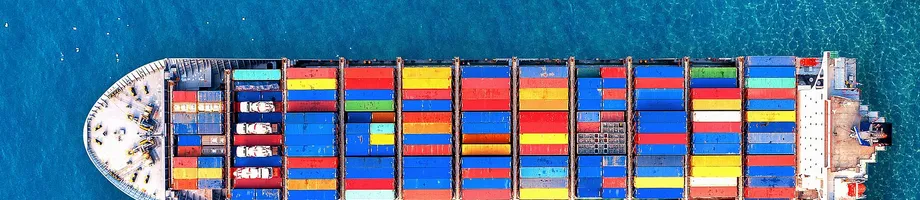Aerial view of container cargo ship in sea