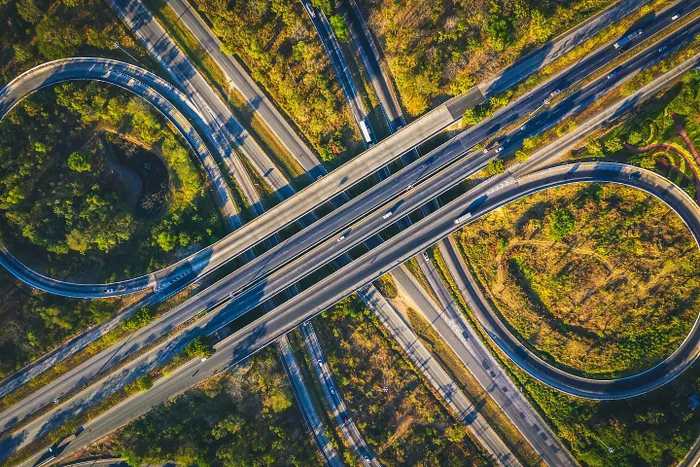 Aerial road view