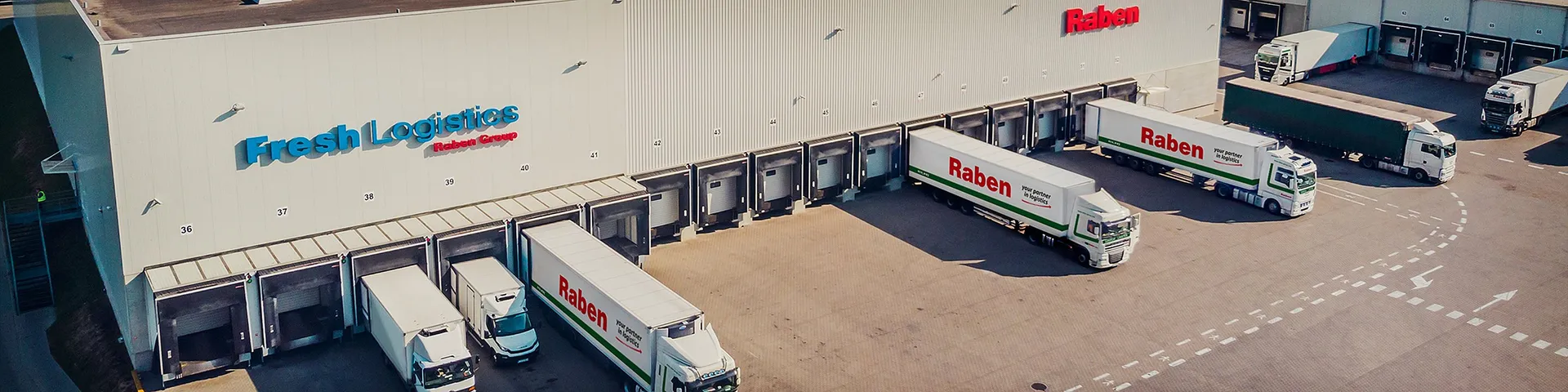 Trucks at the logistics warehouse