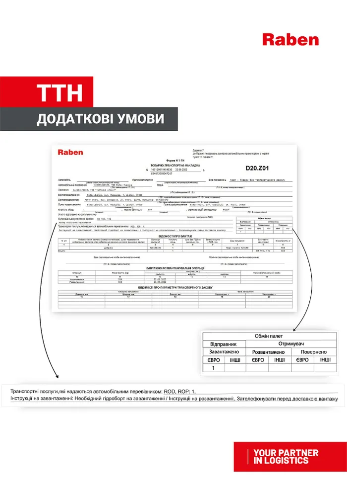 додаткові умови в оформленні ТТН 