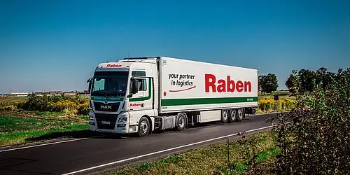 Raben truck on the way to customers.